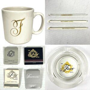 The Fairmont NY SF Hotels Vtg Mug + AshTray + Matchbooks + Swizzle Sticks Bundle